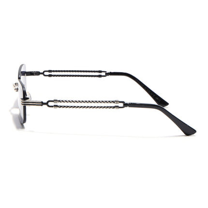 Barrel | Smoked Black Rimless Sunglasses| Silver Frame - MG6660