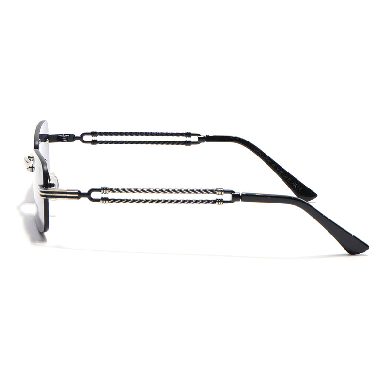 Barrel | Smoked Black Rimless Sunglasses| Silver Frame - MG6660