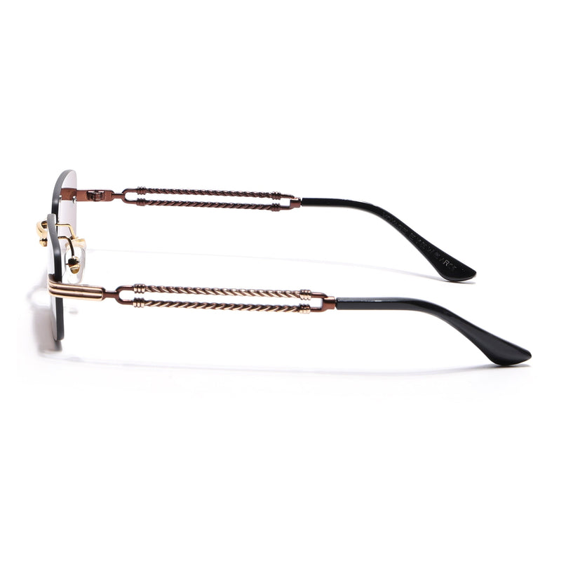 Barrel | Tan Brown Rimless Sunglasses | Golden Frame - MG6663