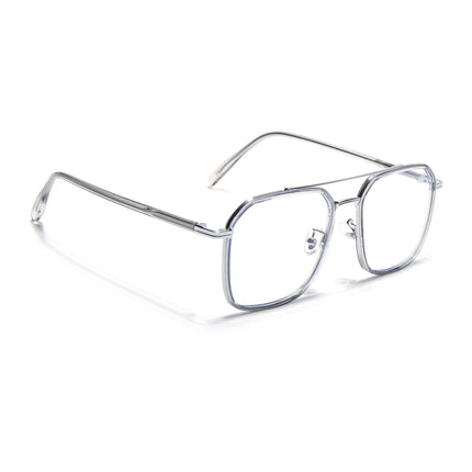 Voyage Maverick Grey & Silver Wayfarer Eyeglasses for Men & Women - MG5134-C3
