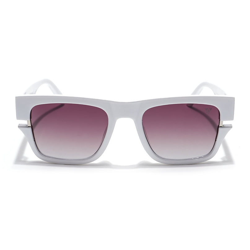 Wayfarer Polarized Sunglasses (Brown & Clear Lens | White Frame - PMG6048)