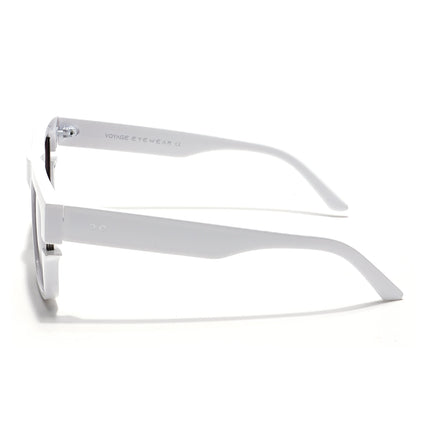 Wayfarer Polarized Sunglasses (Brown & Clear Lens | White Frame - PMG6048)