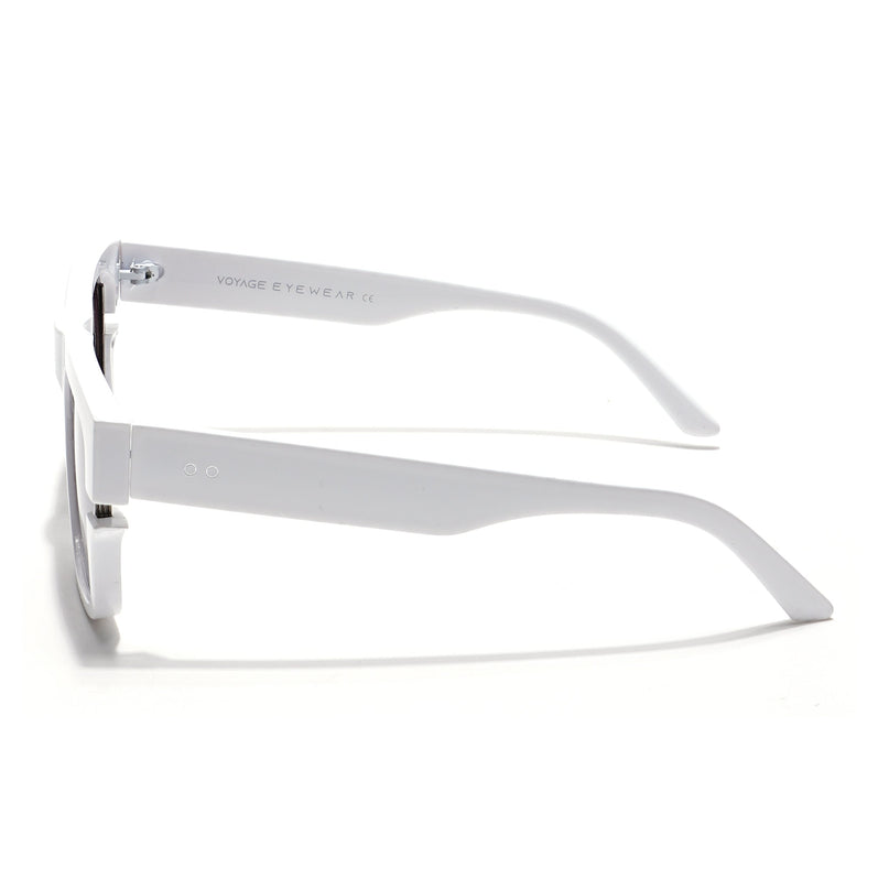 Wayfarer Polarized Sunglasses (Brown & Clear Lens | White Frame - PMG6048)