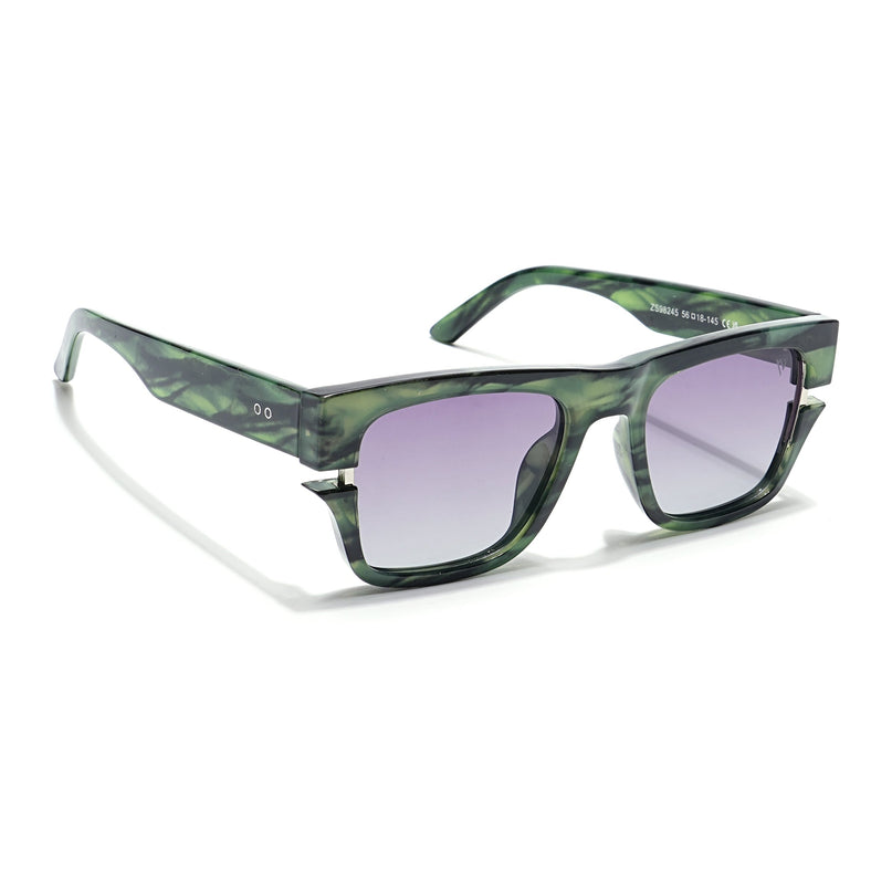 Wayfarer Polarized Sunglasses (Grey & Clear Lens | Green & Black Frame - PMG6049)
