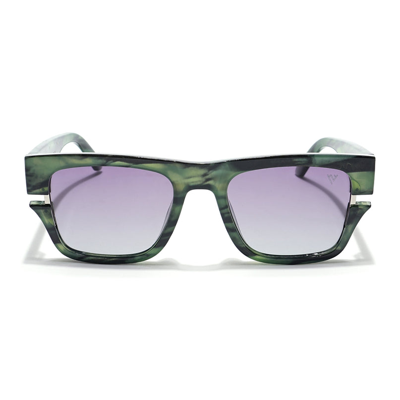 Wayfarer Polarized Sunglasses (Grey & Clear Lens | Green & Black Frame - PMG6049)