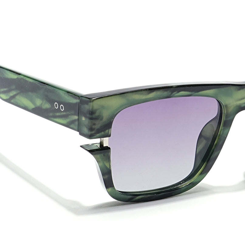 Wayfarer Polarized Sunglasses (Grey & Clear Lens | Green & Black Frame - PMG6049)