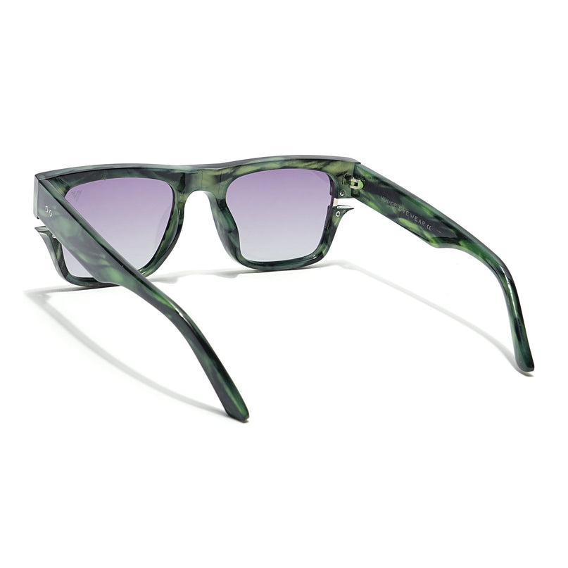 Wayfarer Polarized Sunglasses (Grey & Clear Lens | Green & Black Frame - PMG6049)