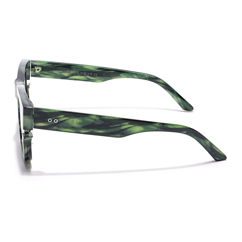 Wayfarer Polarized Sunglasses (Grey & Clear Lens | Green & Black Frame - PMG6049)