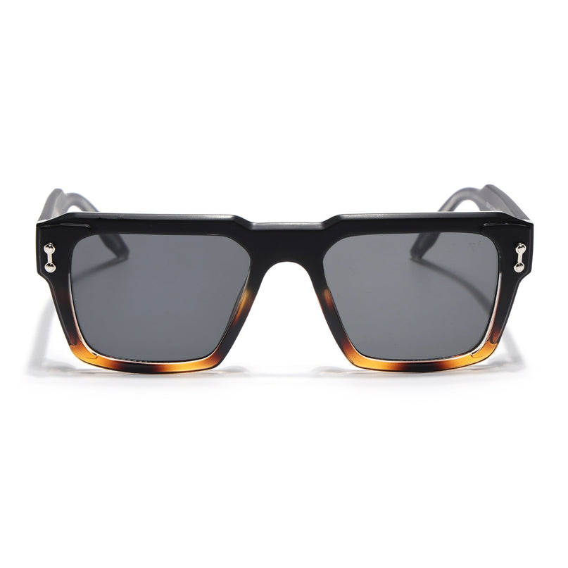 Square Sunglasses for Men & Women (Grey Lens | Black & Demi Brown Frame - SLMG7238)