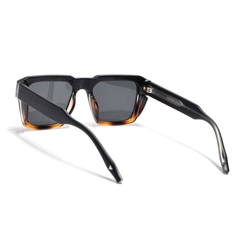 Square Sunglasses for Men & Women (Grey Lens | Black & Demi Brown Frame - SLMG7238)