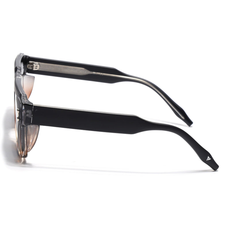 Square Sunglasses for Men & Women (Grey Lens | Black & Demi Brown Frame - SLMG7238)