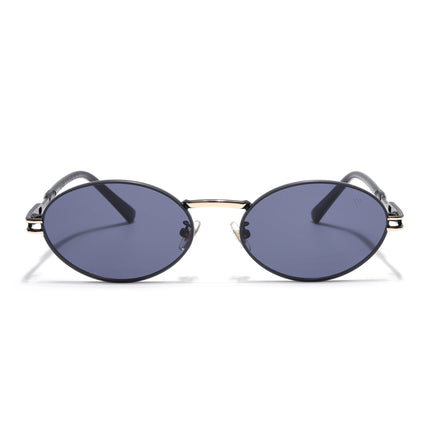 Oval Sunglasses for Men & Women (Grey Lens | Black & Golden Frame - MG6887)