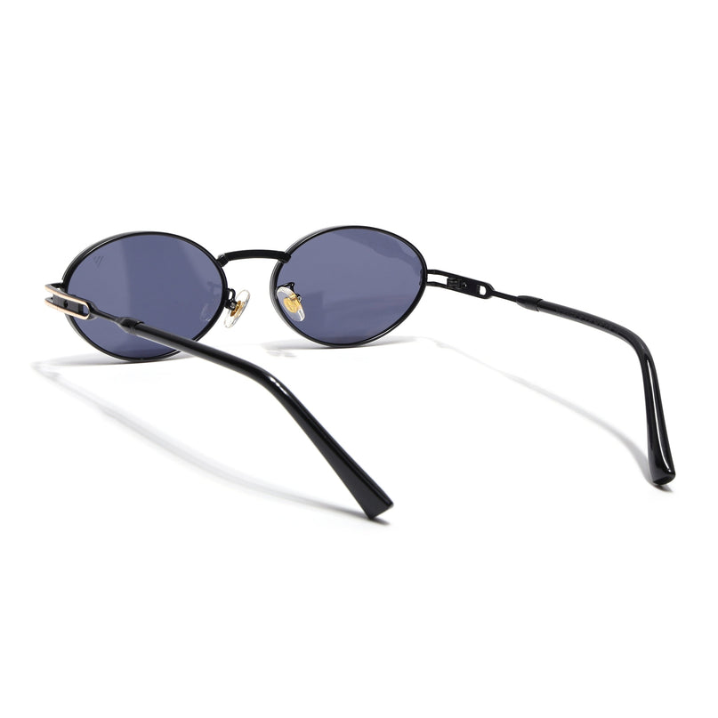 Oval Sunglasses for Men & Women (Grey Lens | Black & Golden Frame - MG6887)