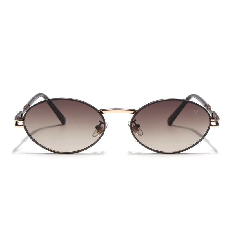 Oval Sunglasses for Men & Women (Brown Lens | Brown & Golden Frame - MG6888)