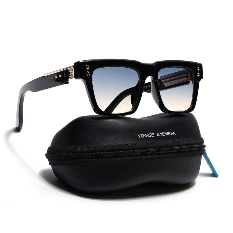 Rizzler | Black Square Sunglasses | Blue & Brown Lens - MG7594