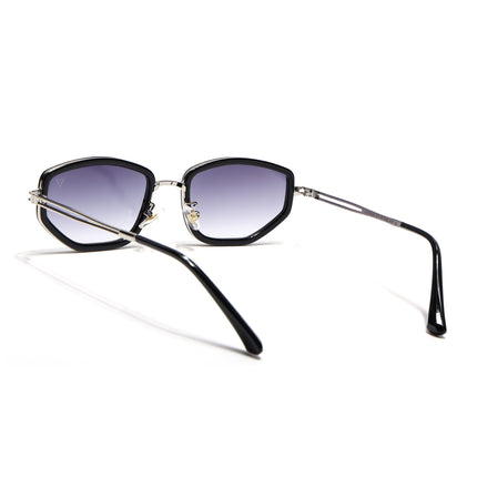 Vynna | Black & Silver Hexagonal Sunglasses | Grey & Clear Lens - MG7597