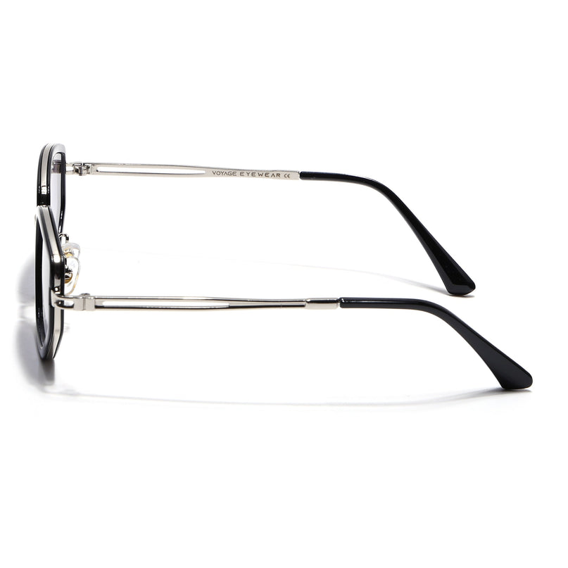 Vynna | Black & Silver Hexagonal Sunglasses | Grey & Clear Lens - MG7597