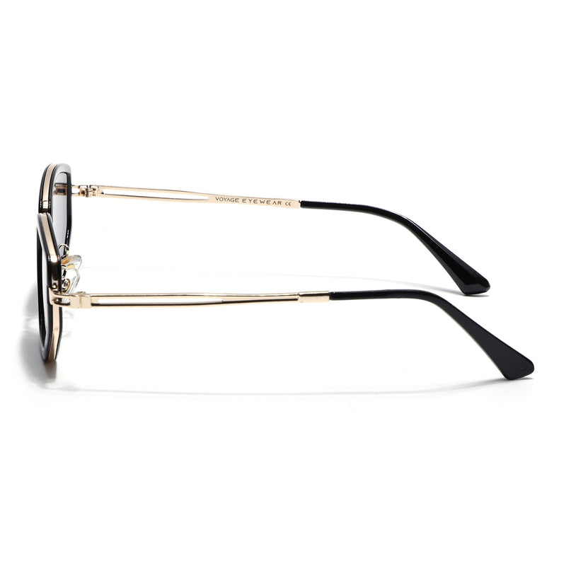 Vynna | Black & Golden Hexagonal Sunglasses | Black Lens - MG7598