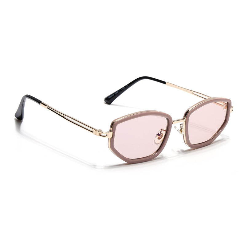 Vynna | Pink & Golden Hexagonal Sunglasses | Pink Lens - MG7599