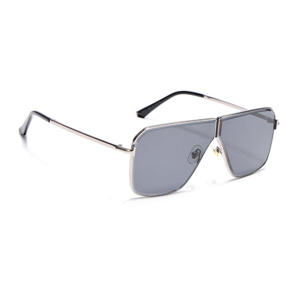 Wayfarer Sunglasses for Men & Women (Black Lens | Silver Frame - MG7317)