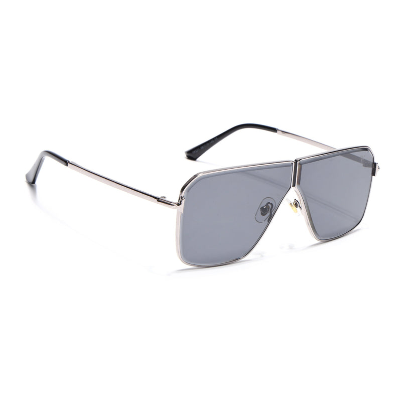 Wayfarer Sunglasses for Men & Women (Black Lens | Silver Frame - MG7317)