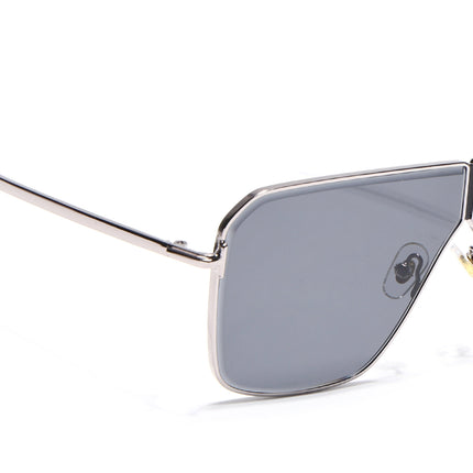 Wayfarer Sunglasses for Men & Women (Black Lens | Silver Frame - MG7317)