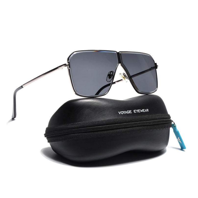 Wayfarer Sunglasses for Men & Women (Black Lens | Silver Frame - MG7317)