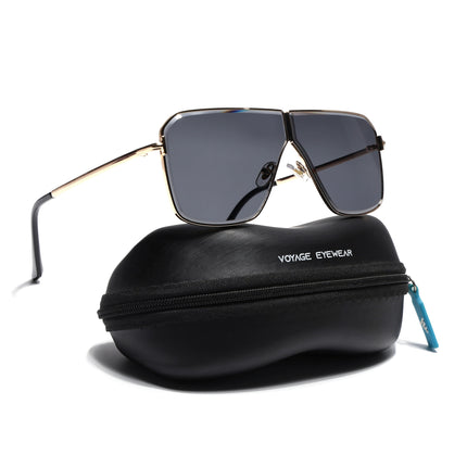 Wayfarer Sunglasses for Men & Women (Black Lens | Golden Frame - MG7318)
