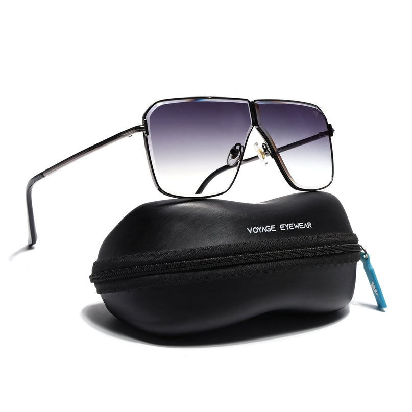 Wayfarer Sunglasses for Men & Women (Blue & Clear Lens | Grey Frame - MG7319)