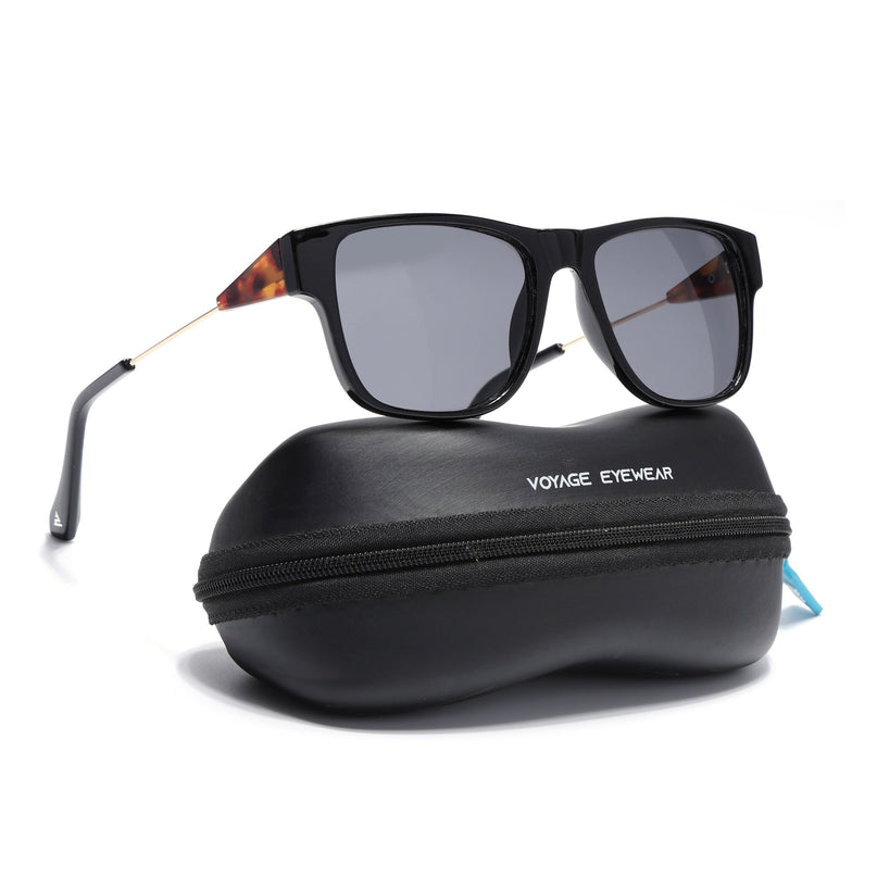 Square Sunglasses for Men & Women (Grey Lens | Black Frame - SLMG7235)