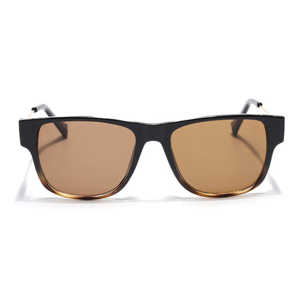 Square Sunglasses for Men & Women (Brown Lens | Black & Demi Brown Frame - SLMG7236)