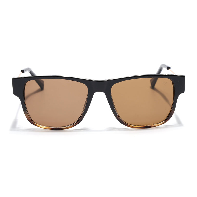 Square Sunglasses for Men & Women (Brown Lens | Black & Demi Brown Frame - SLMG7236)