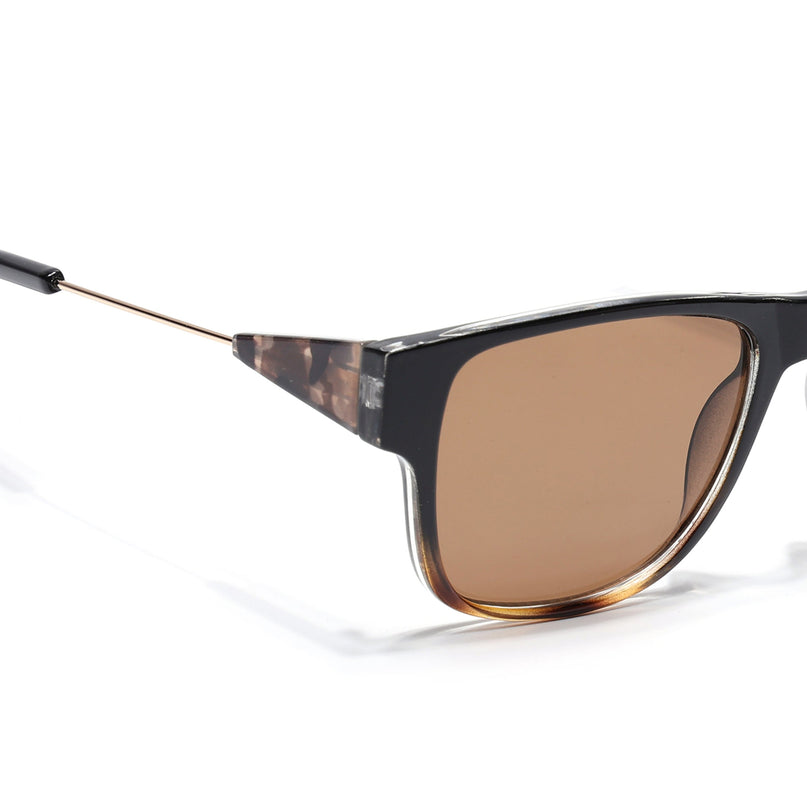 Square Sunglasses for Men & Women (Brown Lens | Black & Demi Brown Frame - SLMG7236)