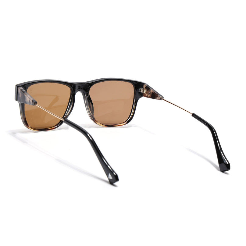Square Sunglasses for Men & Women (Brown Lens | Black & Demi Brown Frame - SLMG7236)