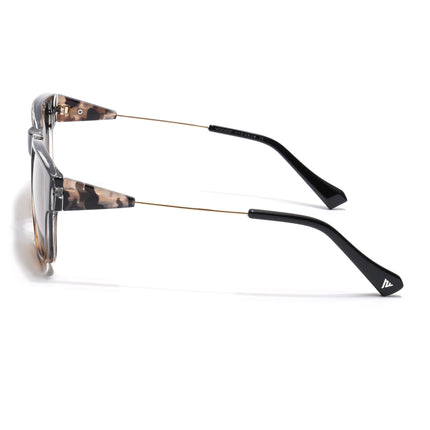 Square Sunglasses for Men & Women (Brown Lens | Black & Demi Brown Frame - SLMG7236)