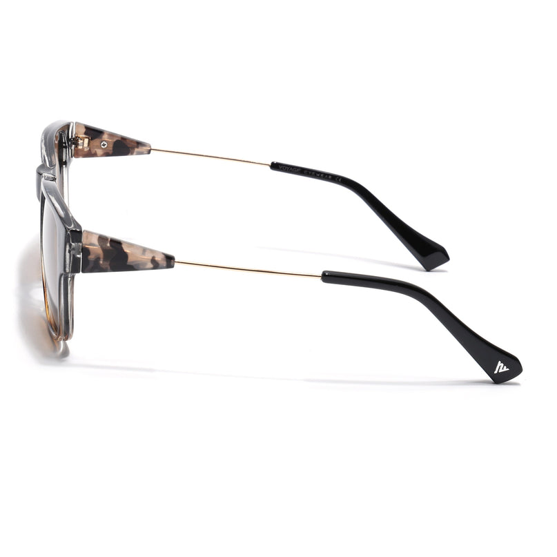 Square Sunglasses for Men & Women (Brown Lens | Black & Demi Brown Frame - SLMG7236)