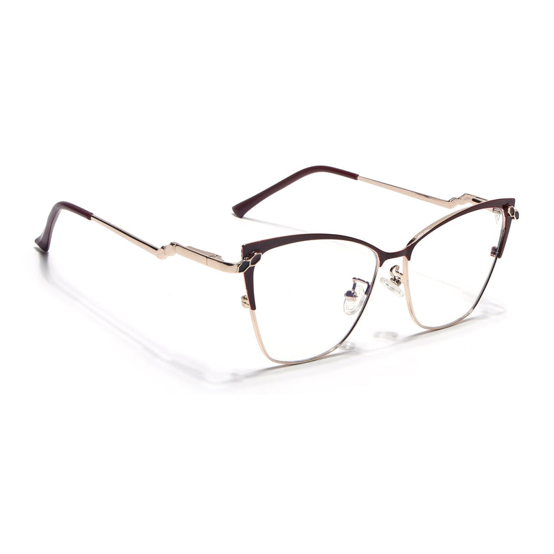 Voyage Glam Red & Golden Cateye Eyeglasses for Women - MG4402-C2