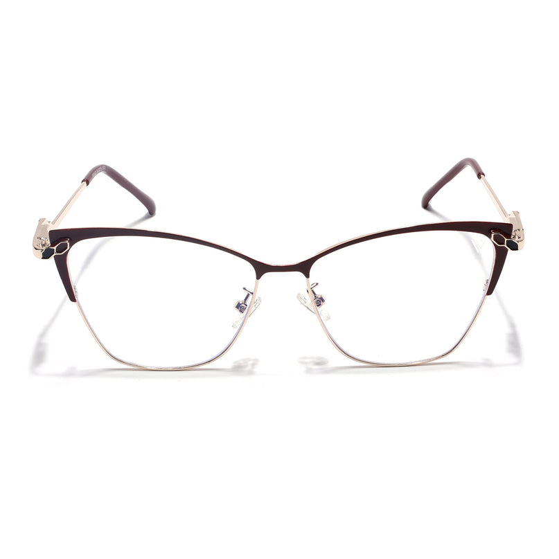 Voyage Glam Red & Golden Cateye Eyeglasses for Women - MG4402-C2