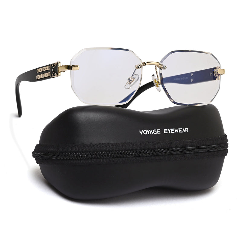 Voyage Golden Rimless Eyeglasses for Men & Women (98524FMG7803)