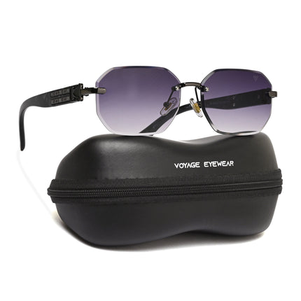 Rimless Sunglasses for Men & Women (Grey & Clear Lens | Grey Frame - MG7797)