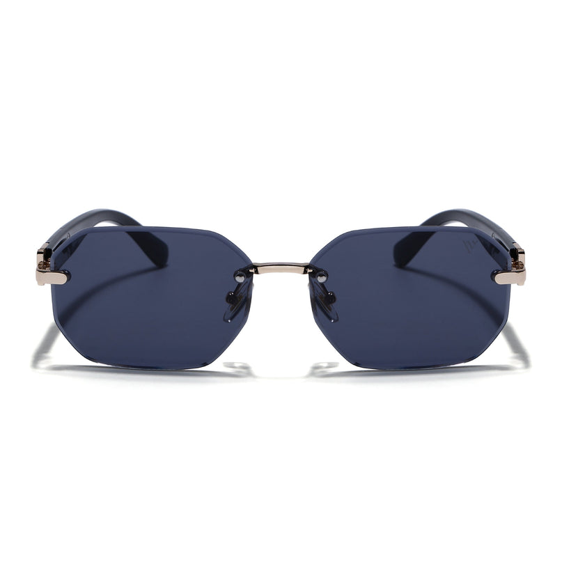 Rimless Sunglasses for Men & Women (Black Lens | Golden Frame - MG7798)
