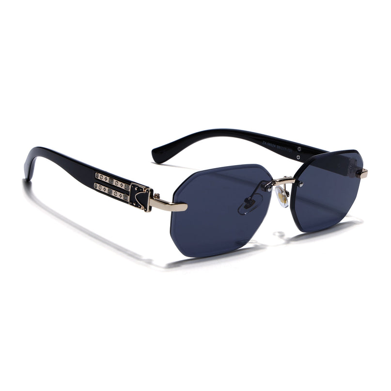 Rimless Sunglasses for Men & Women (Black Lens | Golden Frame - MG7798)