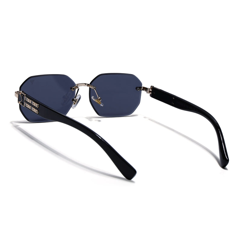 Rimless Sunglasses for Men & Women (Black Lens | Golden Frame - MG7798)