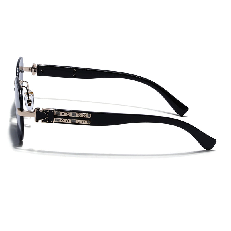 Rimless Sunglasses for Men & Women (Black Lens | Golden Frame - MG7798)