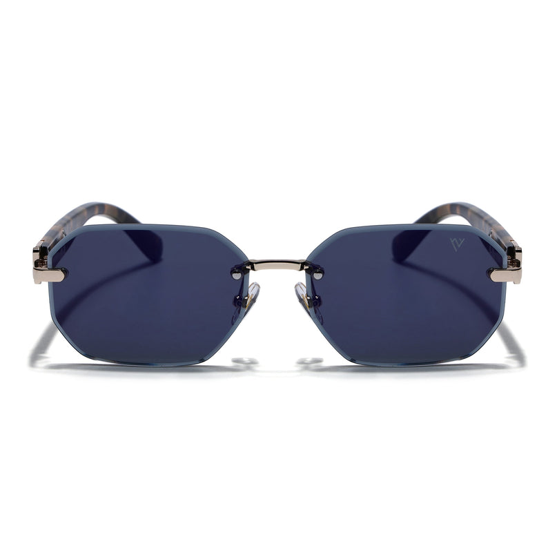 Rimless Sunglasses for Men & Women (Grey Lens | Golden Frame - MG7799)