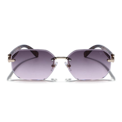 Rimless Sunglasses for Men & Women (Brown &  Pink Lens | Golden Frame - MG7800)