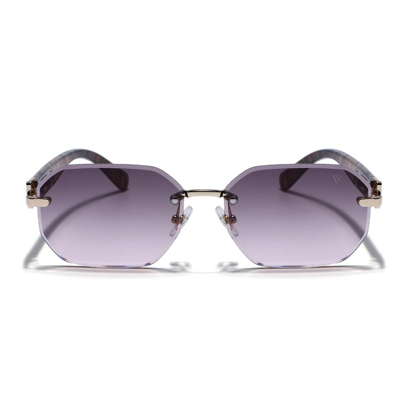 Rimless Sunglasses for Men & Women (Brown &  Pink Lens | Golden Frame - MG7800)