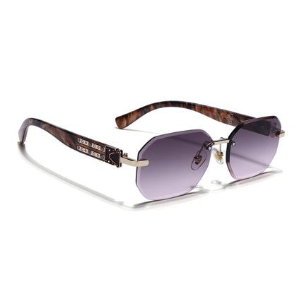 Rimless Sunglasses for Men & Women (Brown &  Pink Lens | Golden Frame - MG7800)