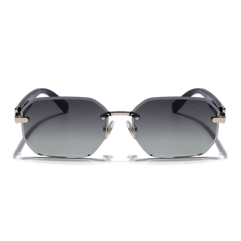 Rimless Sunglasses for Men & Women (Olive Lens | Golden Frame - MG7801)