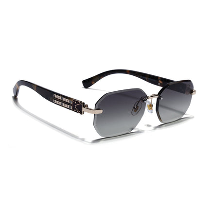 Rimless Sunglasses for Men & Women (Olive Lens | Golden Frame - MG7801)